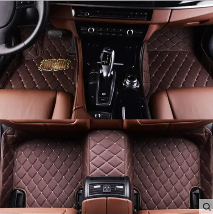 coffee Авто коврики для Audi A7 S7 RS7 2012- футов ковры Шаг Коврик высокое качество вышивка кожа провода катушки 2 слоя - Название цвета: coffee