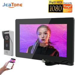 Jeatone 10 Polegada 1080p wi fi sistema de vídeo porteiro para villa detecção movimento doorphone selvagem ângulo ac220v fonte alimentação interna