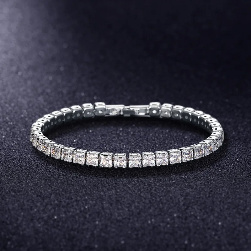 4mm Cubic Zirconia Tennis Bracelets For Women Men Luxury Silver Color CZ Bracelet Charm Jewelry - Image 3