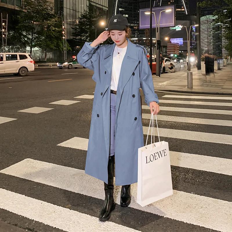 

Trench Coat 2019 Autumn Mid-length Pocket Long Sleeve Slimming Slim Fit Versatile Fashion And Personality Solid Color
