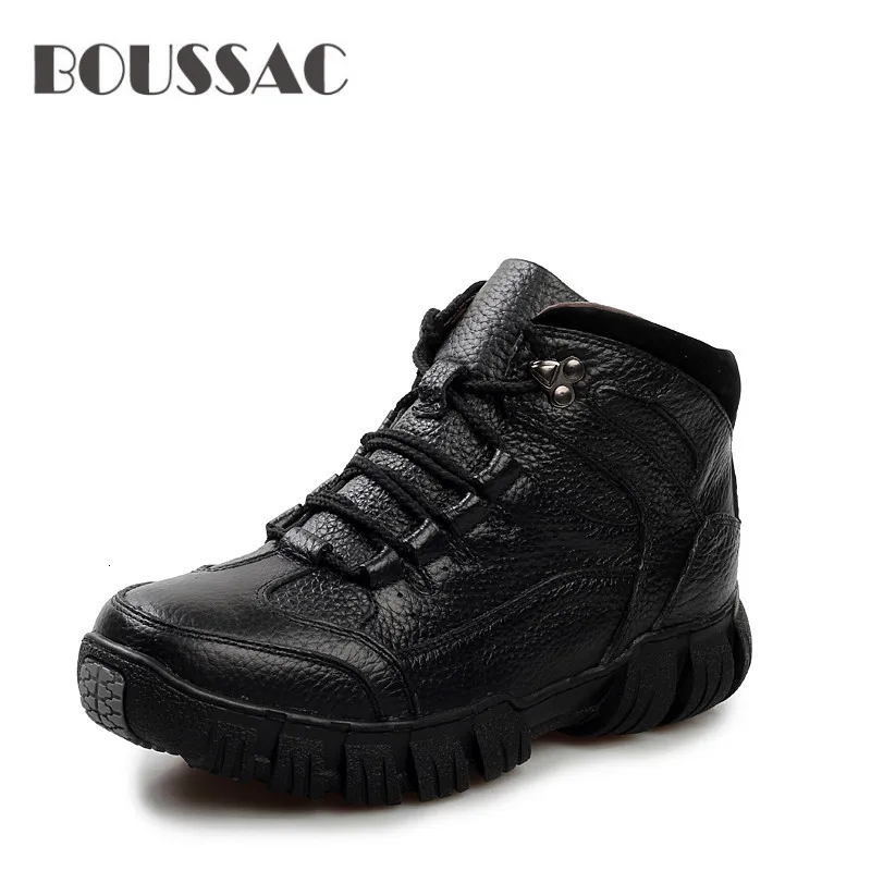 

BOUSSAC Super Warm Winter Men Boots Genuine Leather Boots Men Winter Shoes Men Military Fur Boots For Men Shoes Zapatos Hombre
