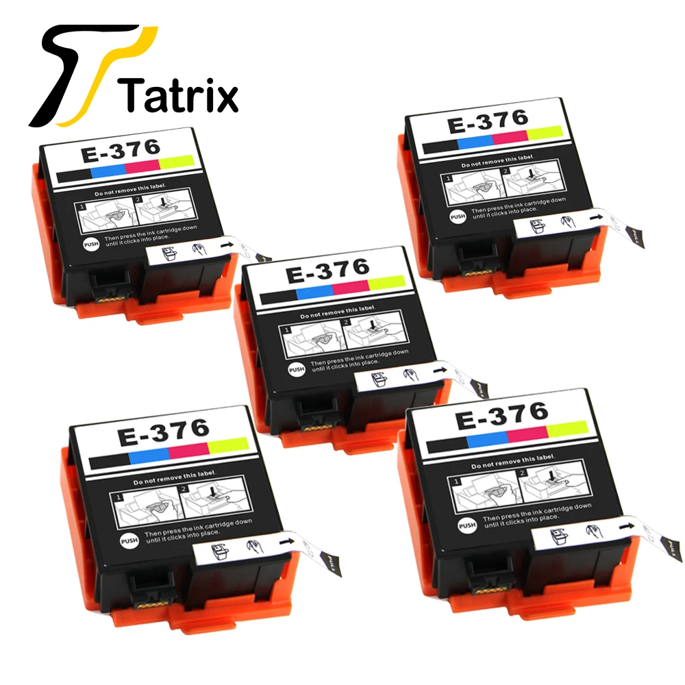 5 pcs Интегрированные чернила для струйной печати T3760 T376 для Epson совместимый картридж с чипом костюм для Epson PictureMate PM-525 - Цвет: 5 pcs
