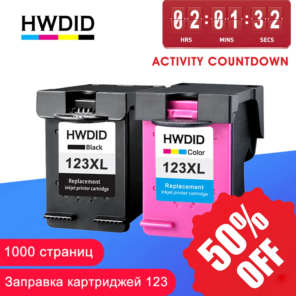 HWDID 123XL заправленный картридж Замена для HP 123 XL Deskjet 1110 2130 2132 2133 2134 3630 3632 3638 4520 4522|ink