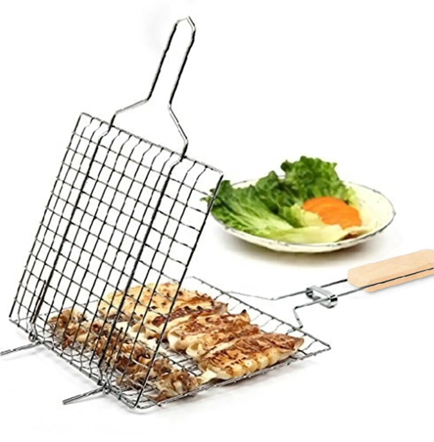 

1PC Grilled Fish Clip Non-stick BBQ Fish Clip Portable BBQ Grilling Net Outdoor Camping Barbecue Tools