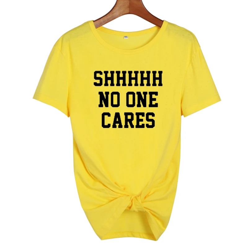 ONSEME SHHHHH NO ONE CARES футболка с буквенным принтом женская одежда больших размеров Kawaii женская футболка с короткими рукавами Топы в Корейском стиле