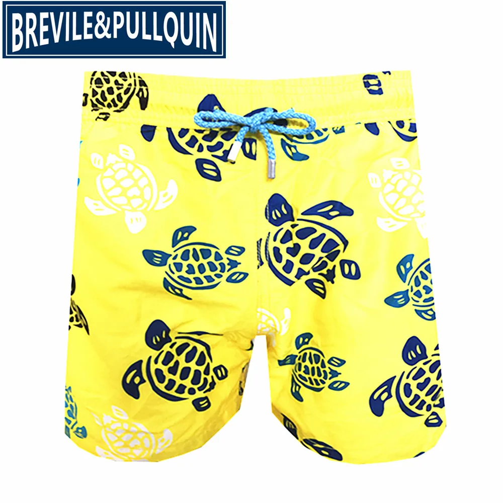 Brand Fashion Brevile pullquin Beach Board Shorts Men Turtles Swimwear Bermuda Quick Dry Adults Swimtrunks M L XL XXL - Цвет: W