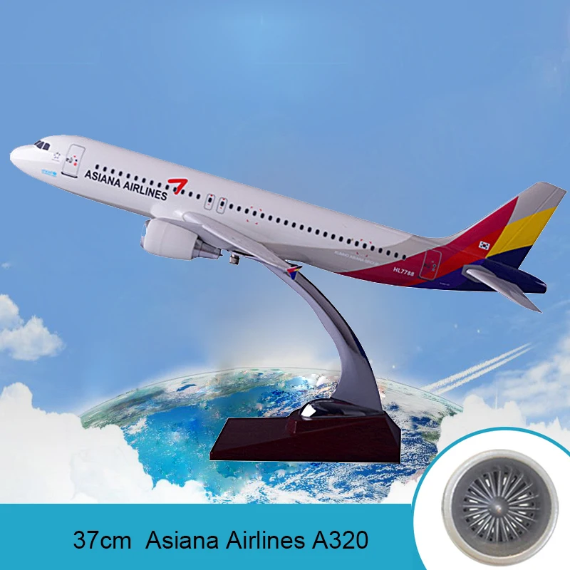 Prenoy 37 см Asiana авиакомпаний смолы с трёхмерными чертёжами A320 Аэробус модель