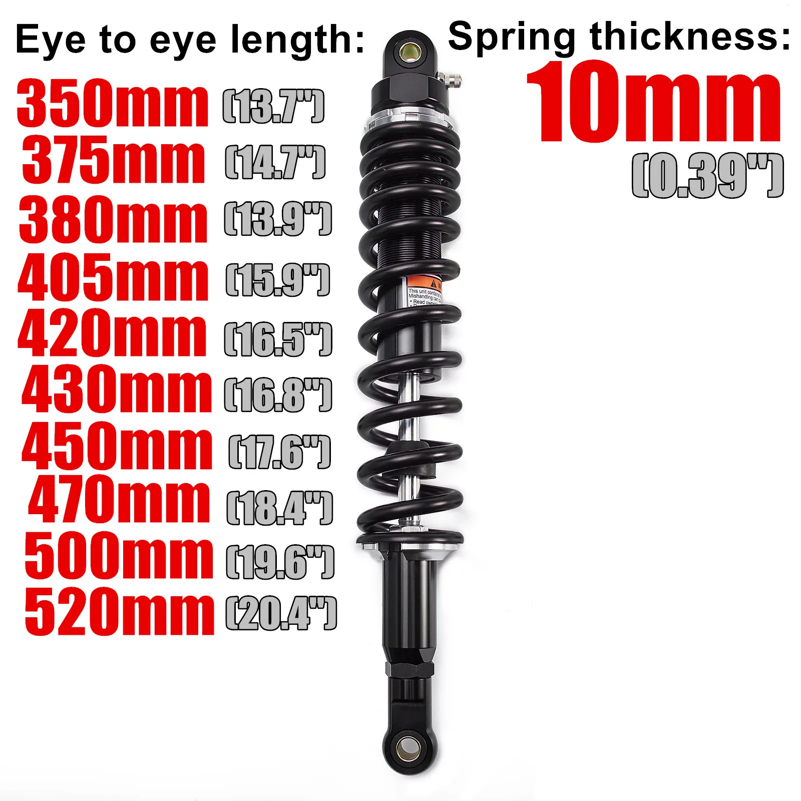 Amortiguador de aire para motocicleta, suspensión trasera de 10mm, 420mm, 430mm, 450mm, Motor Quad Bike, 320lb, 470 KG|Protección anticaída| - AliExpress