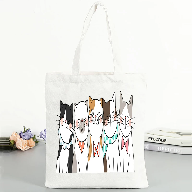 

Women Cotton Shopping Bag Female Canvas Cloth Zipper Shoulder Bag Environmental Storage Handbag Reusable Foldable Eco Totes