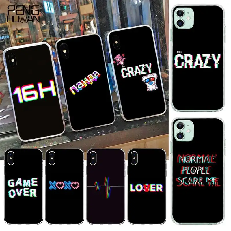 

PENGHUWAN Color text on a black background Phone Case for iPhone 11 pro XS MAX 8 7 6 6S Plus X 5S SE 2020 XR cover