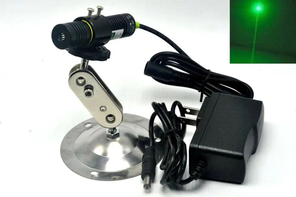 

Focusable 532nm 50mw Green Laser Diode Module Focus Dot w 5V Power Adapter & 18mm Heatsink Holder