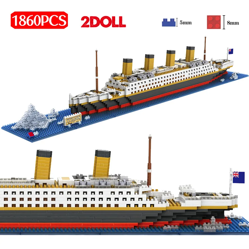 3D Boat Titanic Cruise Ship Building Bricks Blocks Sets 1860Pcs