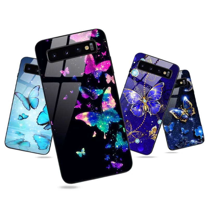 Чехол-бабочка для телефона Samsung S8 Plus S10 S9 глянцевый чехол Galaxy S10E Lite S6 S7 Edge жесткий