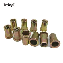 100 шт M3 M4 M5 M6 m8 m10 m12 оцинкованные гайки из углеродистой стали с накаткой Rivnut с плоской головкой заклепки с резьбой вставные гайки