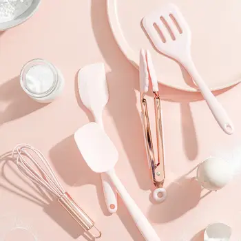 

Pink Silicone Cookware Set Non-Stick Spatula Brush Scraper Pasta Server Egg Beater Kitchen Cooking Tools Kitchenware Cookware