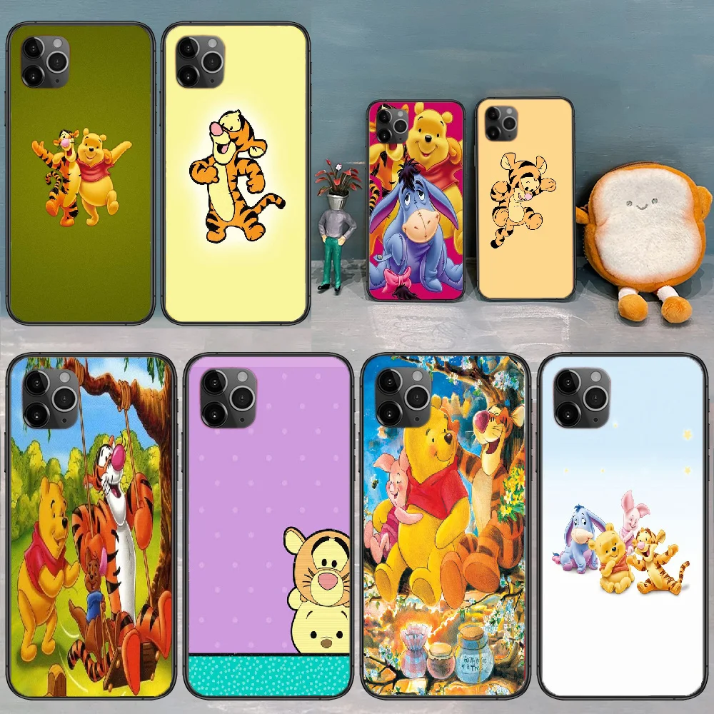 Милый чехол для телефона девочек Tigger Eeyore iPhone 4 4s 5 5S SE 5C 6 6S 7 8 Plus X XS XR 11 12 Mini Pro Max 2020 black