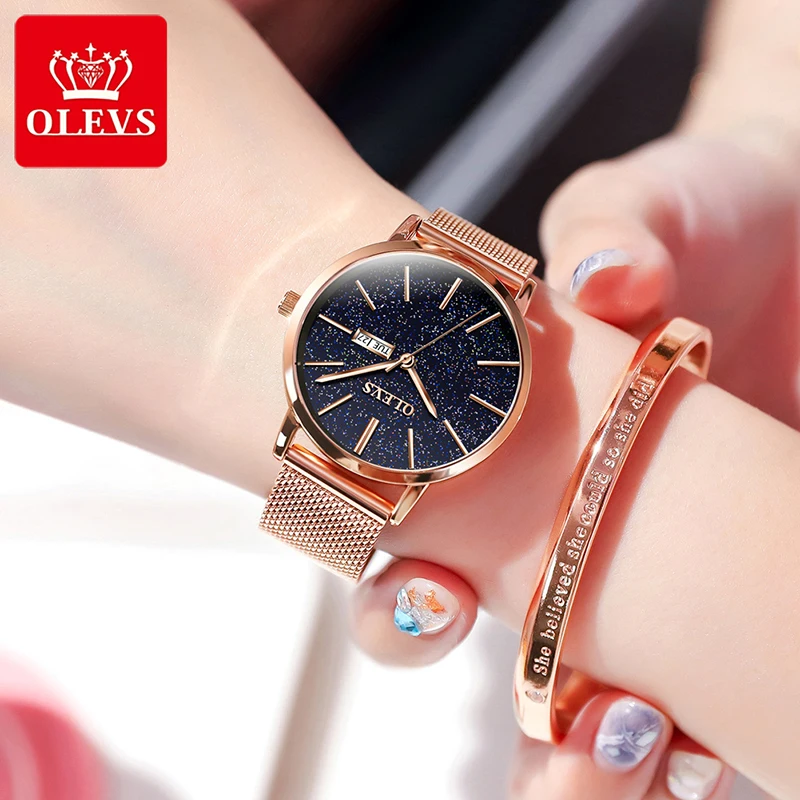 OLEVS Explosion Models stars Quartz Watches Calendar Display Luminous Hands Waterproof Watch Women s 2