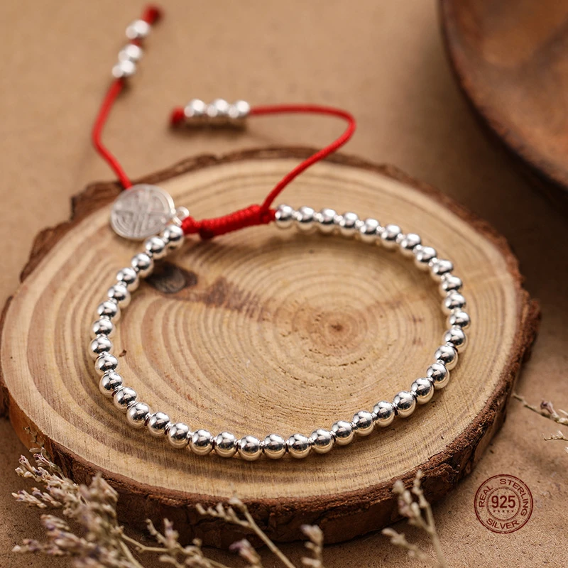 LKO New Popular S925 Sterling Silver Lucky Red Rope Bracelet For Man&Women Female Bracelet Free Shipping Best Gift For Girl