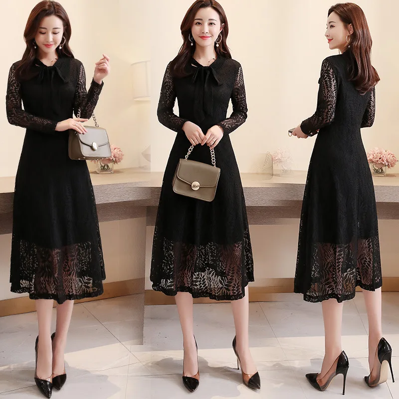 

Dress Versatile Slim Fit Long Sleeve Slimming Elegant Simple 2019 Spring New Style Fashion