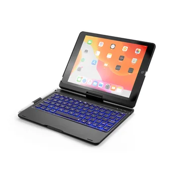 

For New 10.2 2019 7 Colors LED Backlight 360 Degree Swivel Rotating Smart Wireless Bluetooth Keyboard Case Cover For iPad 10.2