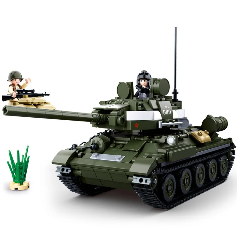 

Small Luban B0689, T-34 \ 85 Medium Tank Children'S Educational Spell Assembly Block Building Blocks