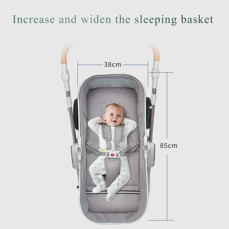 Baby Stroller 3 in 1 High Landscape Stroller Reclining Baby Carriage Foldable Bassinet Puchair Newborn