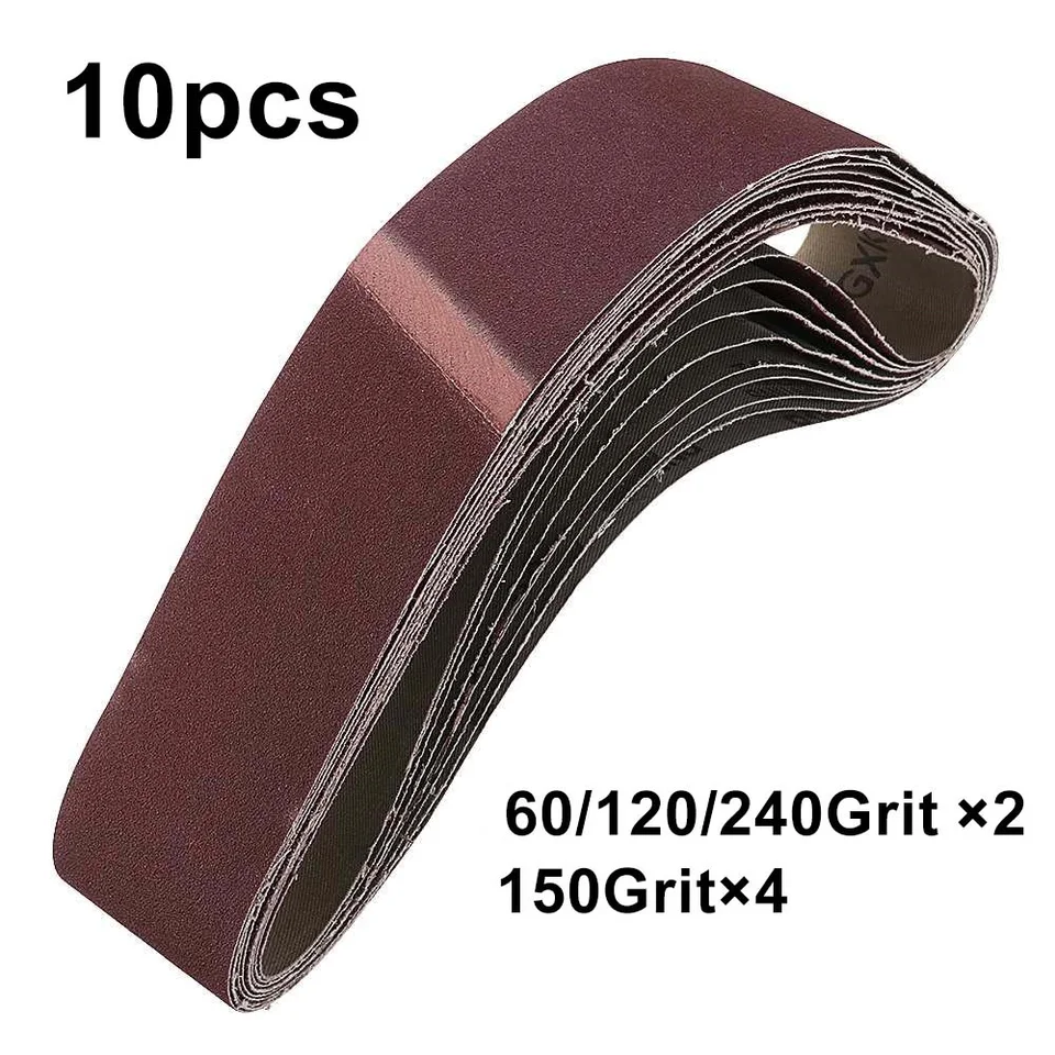Set 10 Nastri Abrasivi Per Levigatrice 40x680 Mm - Grana 60/120/150/240, Ossido Di Alluminio, Per Legno E Metalli