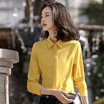 

Shirt Female Long Sleeve Inside Joker Occupation Shirt Slim Fit Top Gdx2003