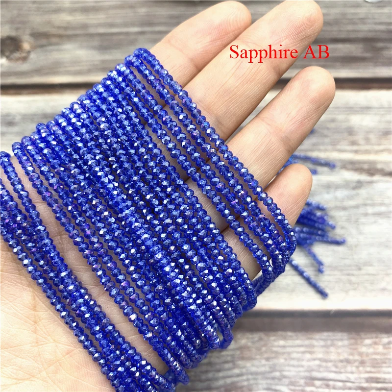 190 Pcs /strand Colorful 2x3mm Crystal Rondell Faceted Glass Beads Small Beads Sead Beads for Jewelry Making Diy