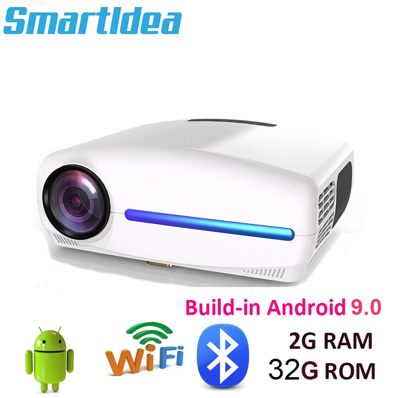 wall projector Smartldea  intergrated in Android 9.0 Full HD Projector 2G+32G Wifi native 1920x1080P video game Beamer 3D Home cinema Proyector projector mobile