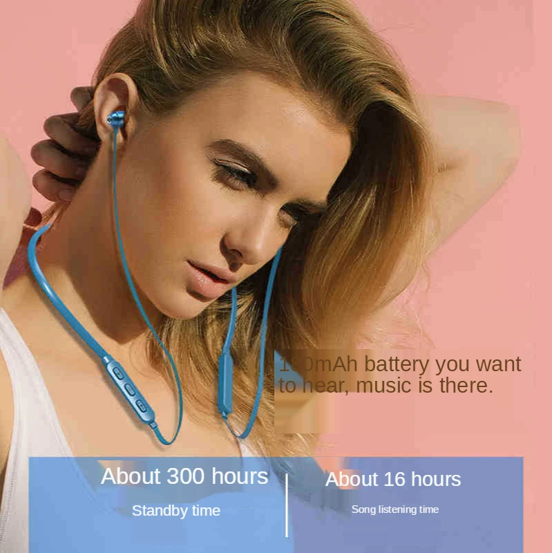 New 16 Hours 6D Magnetic-suction Bluetooth Headset 5.0 Neck-mounted binaural neck mobile wireless Ruinning Sport  headset ► Photo 2/6