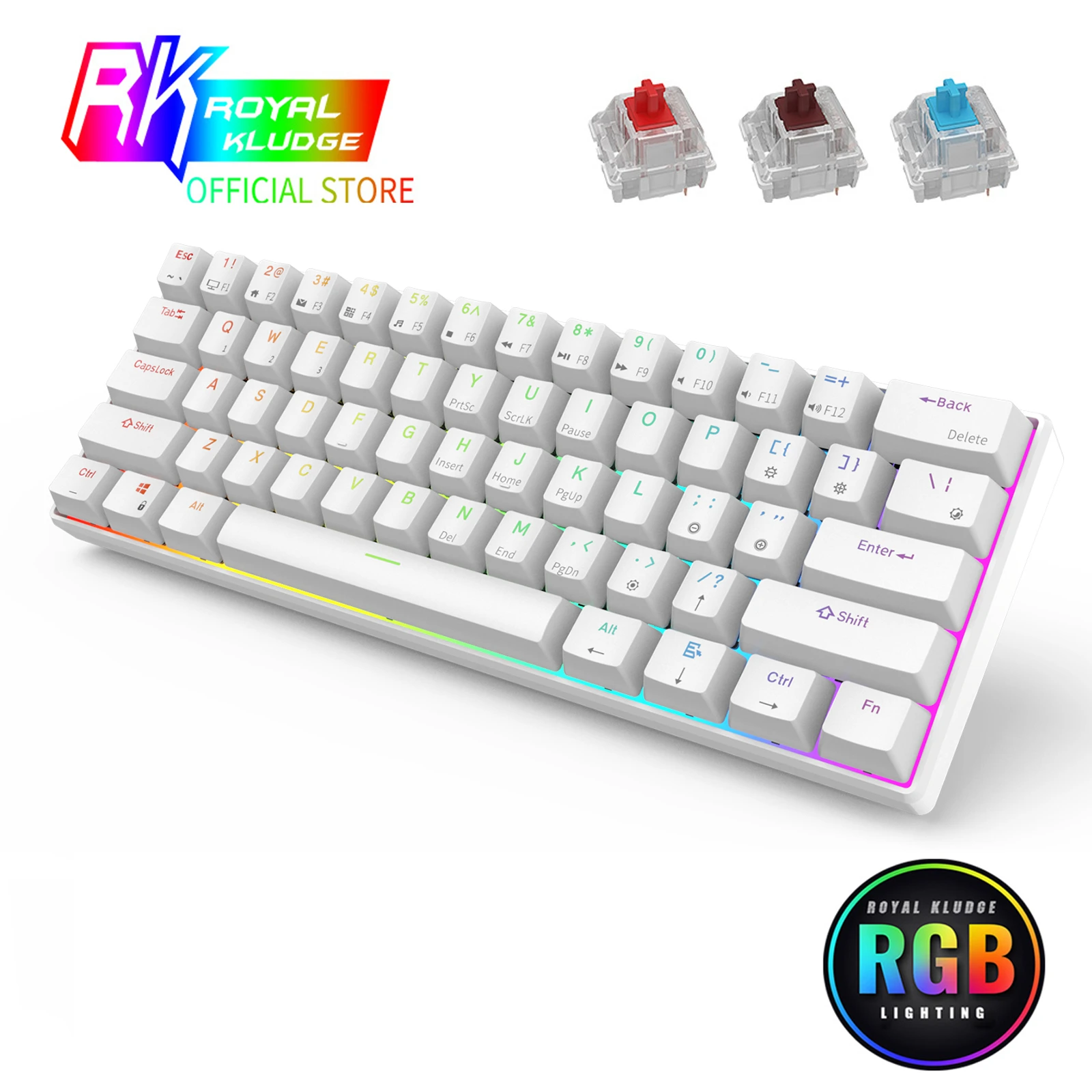 Rk61 Mechanical Keyboard Tkl 61 Keys Wireless Bluetooth 2 4ghz Three Mode 60 Rgb Office Hot Swappable Keyboards Red Switches Keyboards Aliexpress