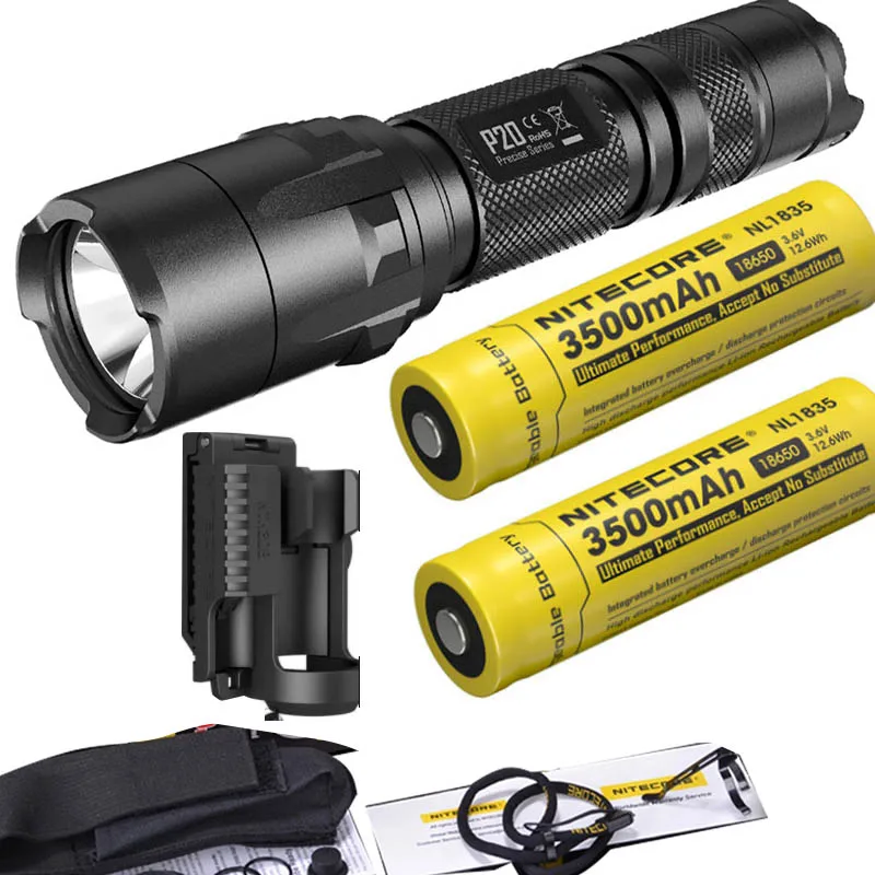 NITECORE P20 фонарик CREE XM-L2(U2) светодиодный Макс. 800 лм луч двойной переключатель задний светодиодный фонарь для спорта на открытом воздухе+ NITECORE NTH30B - Испускаемый цвет: P20 NTH30B 2 XNL1835