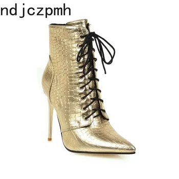 

Women's Boots The New winter fashion Color matching Pointed zipper lace-up High heel Short tube Women's shoes plus size 34-48