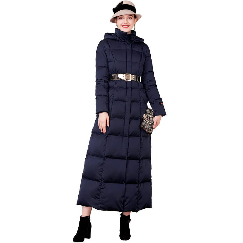 Женские парки 2019 S-4XL длинное хлопковое пальто в космическом стиле темно-синее