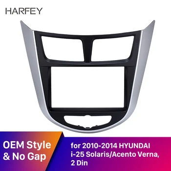 

Harfey 2din Car Dashboard Fascia Frame Panel for HYUNDAI i-25 Solaris Acento Verna 2010-2014 Stereo Fascia Refitting Panel Kit