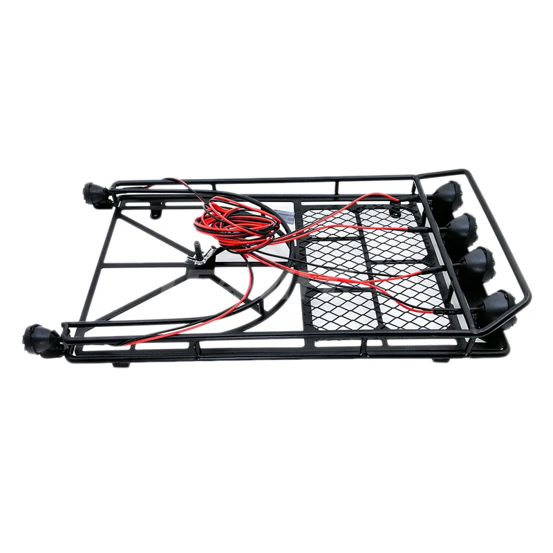 

Roof Luggage Rack 4 Led Light Bar For 1/10 Rc Crawler For D90 For Axial For Scx10 Rc Cars Accessories