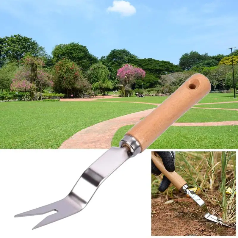 

Lightweight Garden Manual Transplanting Weeding Fork Grass Remover Wood Handle Trimming Cultivating Digging Pull Grubber