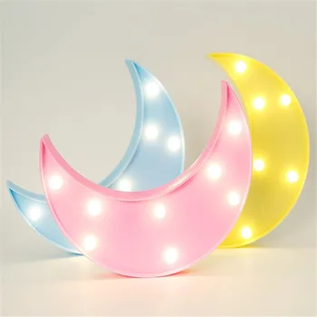 

Decorative LED Crescent Moon Marquee Sign 4 Colors Available Lunar LED Battery Night Lights Nursery Night Lamp GIFT for Children