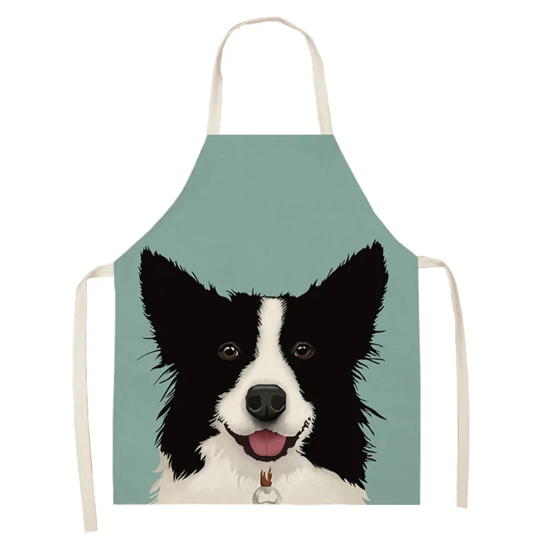 

Kitchen Aprons Cartoon Dog Pattern for Cooking Cotton Linen Aprons Adult Bibs Sleeveless Home Cleaning Accessories