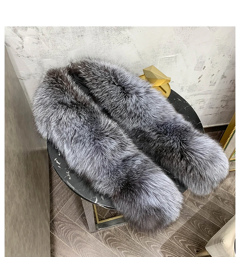 Silver fox Шарф из натурального Лисьего меха, 6 цветов, шаль из натурального меха, зимний шарф из натурального меха с зажимом,, розничная, OEM - Цвет: Silver fox