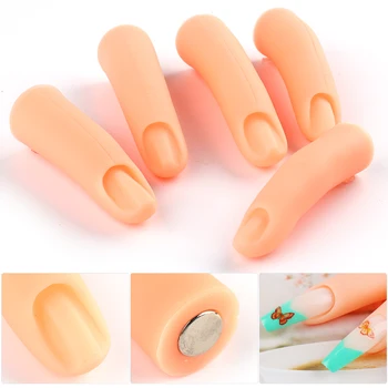 

5pc New Plastic Fake Finger Nails False Tips Nail Art Model Practice Training Display UV Gel Polish Stand Nail Art Tools JI1782