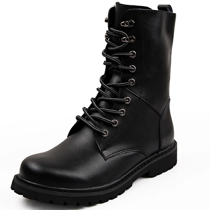 

2019 Fashion casual men's comfortable high-top platform shoes Winter high boots leather combat boots indestructible shoes