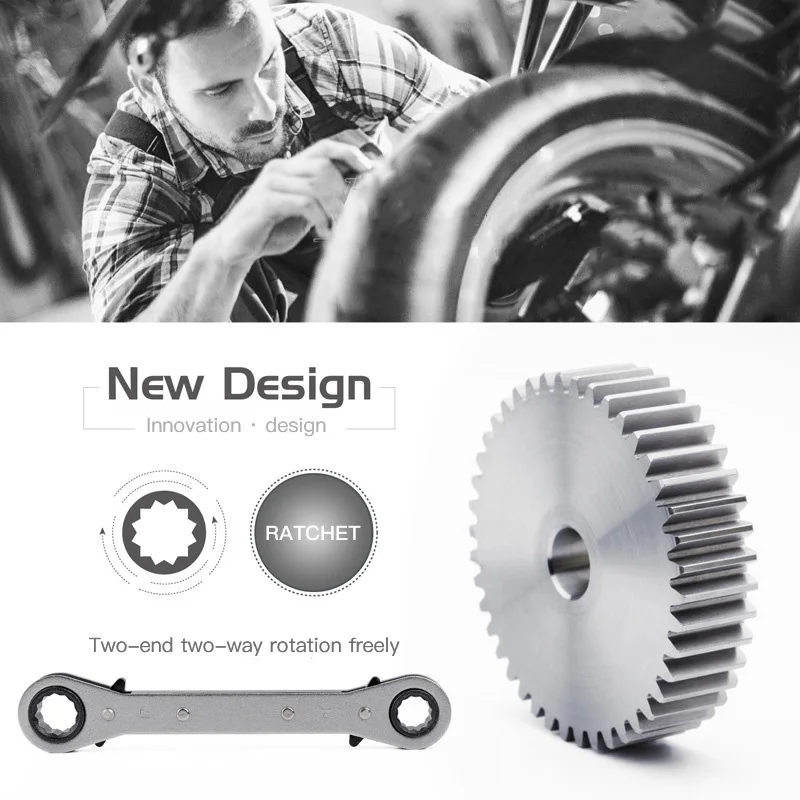 Гаечный ключ с трещоткой и рукояткой двухсторонний экономичный прямым концом