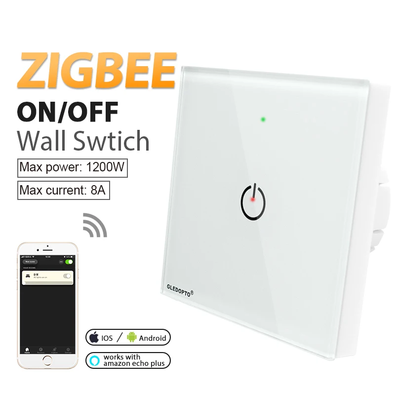 Zigbee 3.0 Smart Light Panel Switch Controller Wall Remote Wireless Work Con App Phone Amazon Echo Plus Gateway Ac110-220V