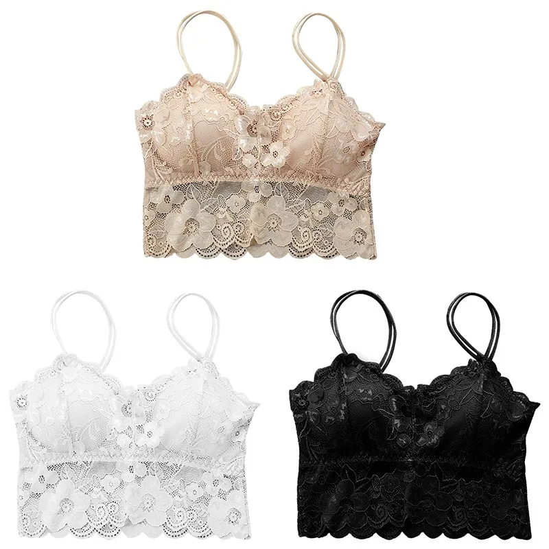 Простой пуш-ап кружевной облегающий топ на бретельках Bralette женское нижнее белье без косточек бюстгальтер пикантные тесемки с волнистой стороной дышащее нижнее белье