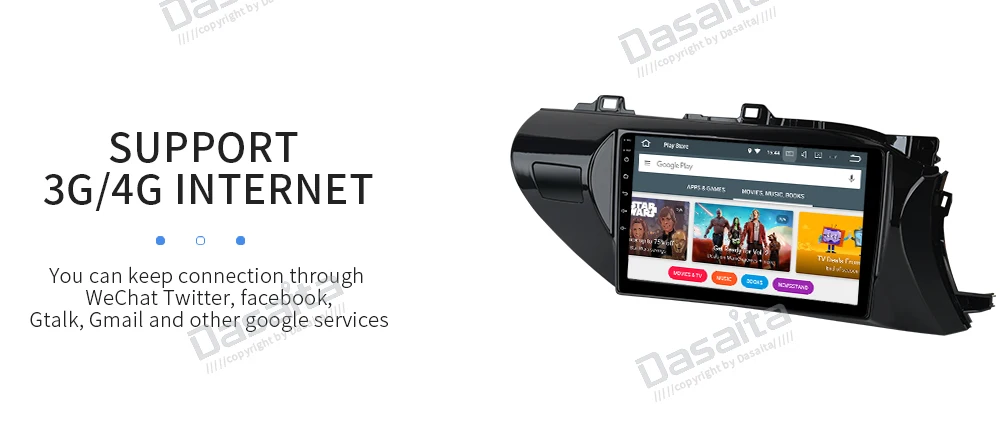 Dasaita 10," ips Car Android 9,0 gps навигации для Toyota Hilux радио RHD Bluetooth TDA7850 MP3 плеер 32G Встроенная память