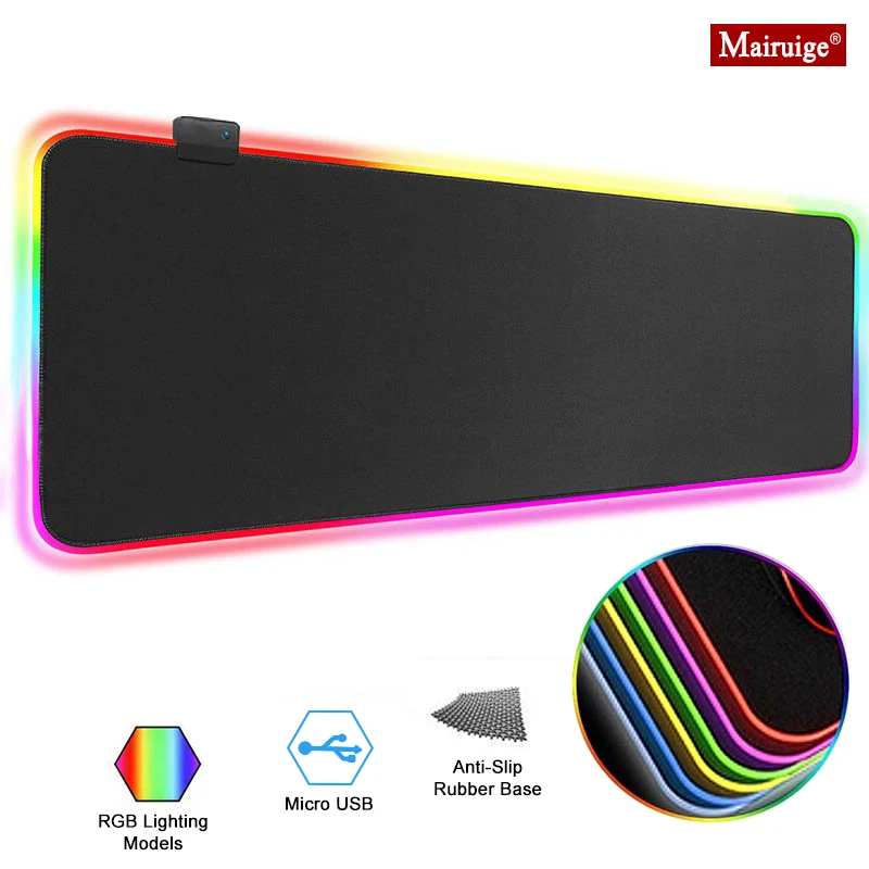 

Black Gaming RGB Mouse Pad Computer Mousepad Large Mouse Pad XXL Gamer Mouse Carpet Big Desk Mat Play Mat with Backlit 90x40mm