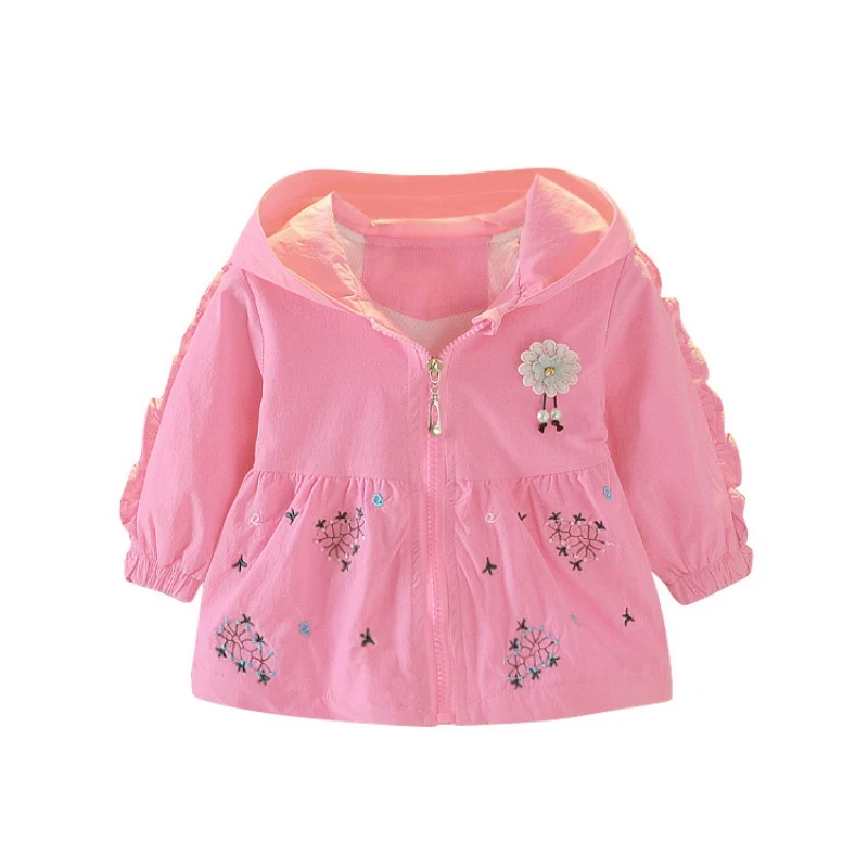 Весенне-осеннее пальто для маленьких девочек; теплая плотная куртка с милым кроликом и цветочным принтом; Топы с капюшоном на молнии; Новинка года - Цвет: P3