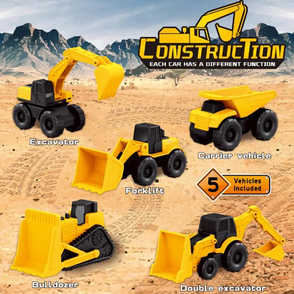 

5PCS/Set Mini Simulation Small Caterpillar Engineering Vehicle Construction Toy Set Excavator Bulldozer Dump Truck Wheel Loader